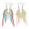 Nuggets Glass Seed Beaded Tassel Dangle Earrings EJEW-MZ00434-2