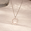 Stainless Steel Bear Paw Print Pendant Necklaces for Women's Daily Wear UH0902-1