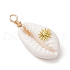 Copper Wire Wrapped Natural Cowrie Shell Pendants PALLOY-JF03554-06-3