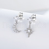S925 Sterling Silver Star & Moon Dangle Stud Earrings UM6592-2-2
