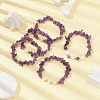 5Pcs 5 Style Natural Amethyst Chips Stretch Bracelets Set BJEW-JB09551-01-5