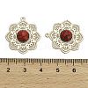 Brass Pave Dyed Synthetic Turquoise Flower Pendants KK-Z088-03G-02-3