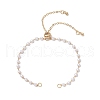 Handmade Brass & Round ABS Plastic Imitation Pearl Link Chain Slider Bracelet Making AJEW-JB01327-1