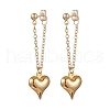 Heart with Chain Charm Brass Earrings EJEW-JE06115-3