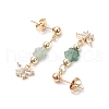 Butterfly with Flower Brass Micro Pave Cubic Zirconia Dangle Stud Earrings EJEW-JE06427-5