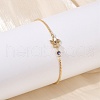 Brass Micro Pave Cubic Zirconia Birthday Flower Link Bracelets BJEW-U031-01G-02-2