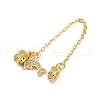 Brass Pave Clear Cubic Zirconia European Safety Chains with Charms KK-L236-16C-G-2