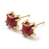 Natural Red Jasper Square Stud Earrings EJEW-B027-14G-1