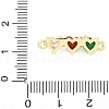 Brass Colorful Cubic Zirconia 3 Heart Connector Charms KK-D325-02G-3