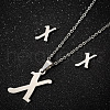 201 Stainless Steel Pendant Necklaces & Stud Earrings Sets WG00841-41-1