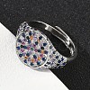 Brass Micro Pave Cubic Zirconia Cuff Rings for Women RJEW-A069-13P-01-3
