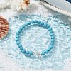Tibetan Style Alloy Dolphin & Synthetic Turquoise Round Beaded Stretch Bracelet BJEW-JB09895-02-4