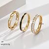 3Pcs Hollow Out 304 Stainless Steel Micro Pave Clear Cubic Zirconia with Enamel Finger Rings FS-WGFDE09-07-2