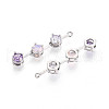 Brass Micro Pave Clear Cubic Zirconia Pendants KK-N267-01A-P-2