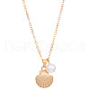 Shell Shape Alloy & Round Plastic Imitation Pearl Pendant Necklaces for Women FS-WG40A88-08-1