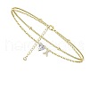 Heart & Letter Brass Crystal Rhinestone Charm Double Layer Anklets FS-WG6749C-24-1