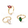 Mother's Day Rings Brass Micro Pave Cubic Zirconia Cuff Rings RJEW-M138-15G-1