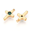 Ion Plating(IP) 304 Stainless Steel Micro Pave Cubic Zirconia Charms STAS-N110-01G-G-2