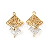 Brass Clear Cubic Zirconia Rhombus Tree of Life Connector Charms KK-B137-17G-2