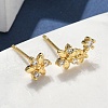 Flower Brass Micro Pave Clear Cubic Zirconin Stud Earrings EJEW-D318-05G-3