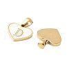 304 Stainless Steel Pave Natural White Shell Heart with Initial Slice Pendants STAS-R168-25G-D-2