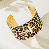 Leopard Print & Cross Pattern Alloy Cuff Bangles & Cuff Rings Sets WG9E489-01-5