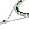 Brass Full Rhinestone Flat Round Tassel Y Necklaces for Women NJEW-M104-01S-01-3