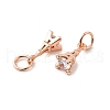 Brass Micro Pave Cubic Zirconia Charms ZIRC-G133-04RG-1-2
