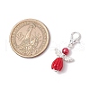 Glass Pearl & Resin Flower Rose Angel Pendant Decorations HJEW-JM03121-02-3