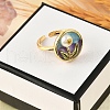 Brass Enamel Cuff Rings RJEW-K291-02G-02-3