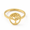 Ion Plating(IP) 304 Stainless Steel Tree of Life Adjustable Ring for Women RJEW-B027-26G-2