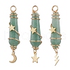 3Pcs 3 Styles Natural Green Aventurine Pointed Copper Wire Wrapped Faceted Bullet Big Pendants PALLOY-JF03572-02-1
