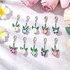 Plumeria Polymer Clay & Glass Seed Beaded Pendant Decorations HJEW-MZ00221-2