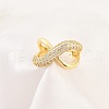 Rack Plating Cross Brass Micro Pave Clear Cubic Zirconia Adjustable Rings for Women RJEW-M028-121G-1