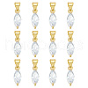BENECREAT 12PCS Brass Cubic Zirconia Charms KK-BC0012-84-1