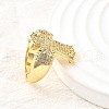 Brass Micro Pave Cubic Zirconia Cuff Rings for Women RJEW-F184-05G-4