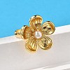 Flower Brass Finger Rings for Women RJEW-S622-05G-1