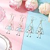 2Pair Girl with Triangle Brass Glass Seed Beads Dangle Earrings EJEW-MZ00453-1