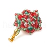 Christmas Glass Rhinestone & Seed Bead Pendants PALLOY-MZ00252-4