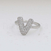 Brass Micro Pave Clear Cubic Zirconia Cuff Rings FS-WG17FF6-22-1