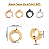DICOSMETIC 8pcs 4 colors Ion Plating(IP) 304 Stainless Steel Huggie Hoop Earrings Findings STAS-DC0005-17-4