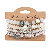 4Pcs Bohemian Style Alloy & Glass & Acrylic Charm Bracelets Set WG8E884-01-2