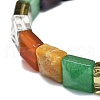 Natural Gemstone Rectangle Beaded Stretch Bracelet for Women BJEW-E379-06A-3