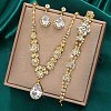 Teardrop & Flower Alloy Crystal Rhinestone Pendant Necklace & Stud Dangle Earrings & Bracelets Sets FS-WGA0F52-04-2