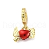 Brass Red Enamel European Dangle Charms KK-U066-22A-G-1