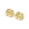 Square with Flower Brass Beads KK-K293-71G-2