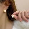 Brass Enamel Stud Earrings EJEW-P308-09A-G-1