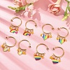 Rainbow Pride Flag Alloy Enamel Dangle Stud Earrings EJEW-JE05385-4