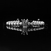 304 Stainless Steel Micro Pave Cubic Zirconia Braided Beads Bracelets WG0F93D-29-1