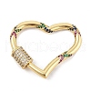Brass Micro Pave Colorful Cubic Zirconia Keychain Clasps KK-P299-09A-G-1